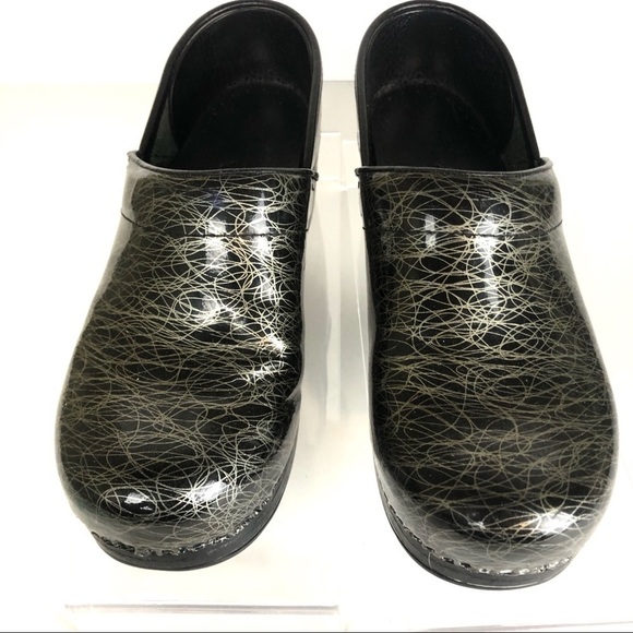 Dansko Nurses Clogs Black and Silver Scribbles Sz 37/7 - Picture 3 of 9